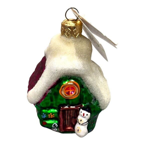Christopher Radko Christmas Ornament Glass Wee Berry House Snowman 96 VTG NWT - Picture 2 of 8